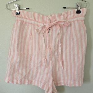 Cynthia Rowley Pink Striped Linen Shorts Size Small